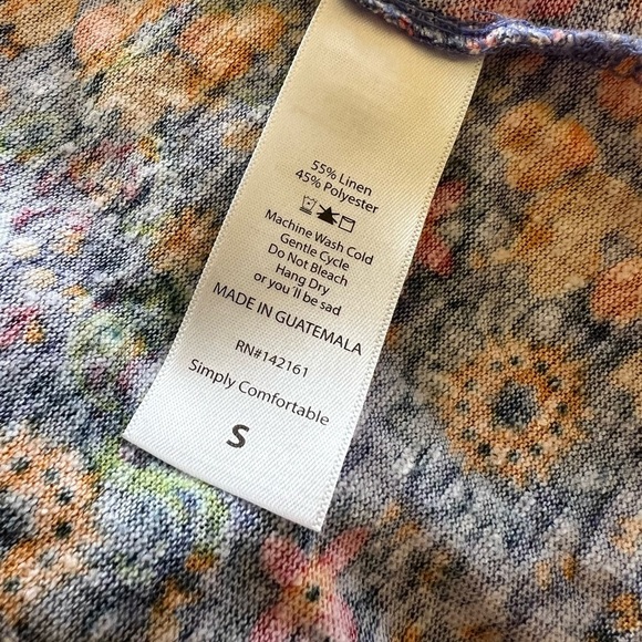 LuLaRoe Long Sleeve Small Long Length Purple Blue Floral Cardigan Pockets - Picture 6 of 6